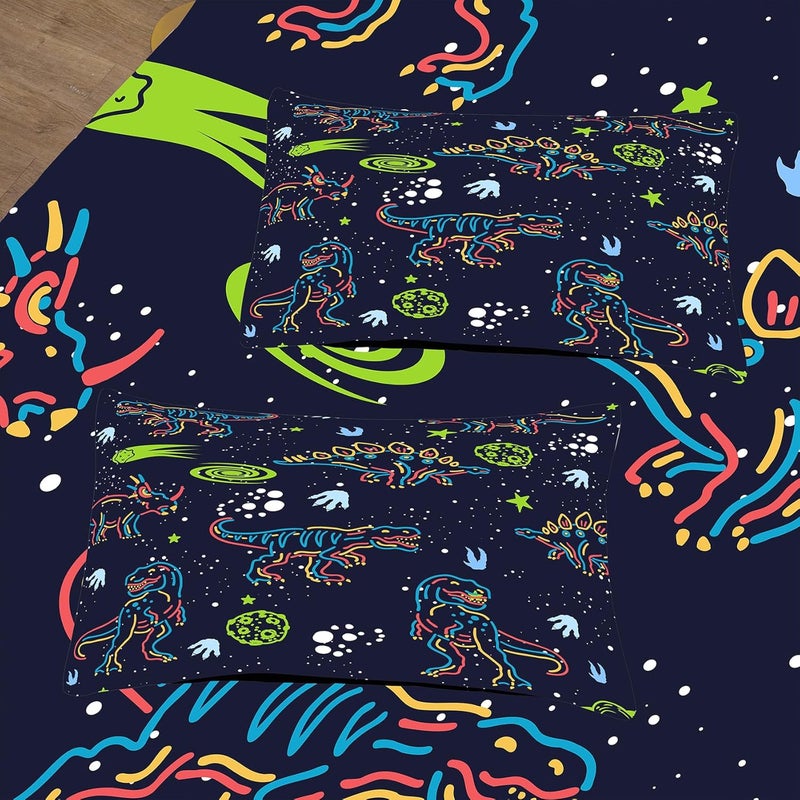 NINENINE Dinosaur Comforter Sets for Boys,Kids Dinosaur Bedding Set,Twin Size Bedding Sets for Boys Kids,Dark Blue Comforter Set with 1 Comforter 1 Pillowcase - Image 5